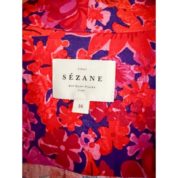 Sézane | Sezane | Abelia Blouse | Fuchsia Floral | Sz 36 / Us Sz 4 - Picture 7 of 11